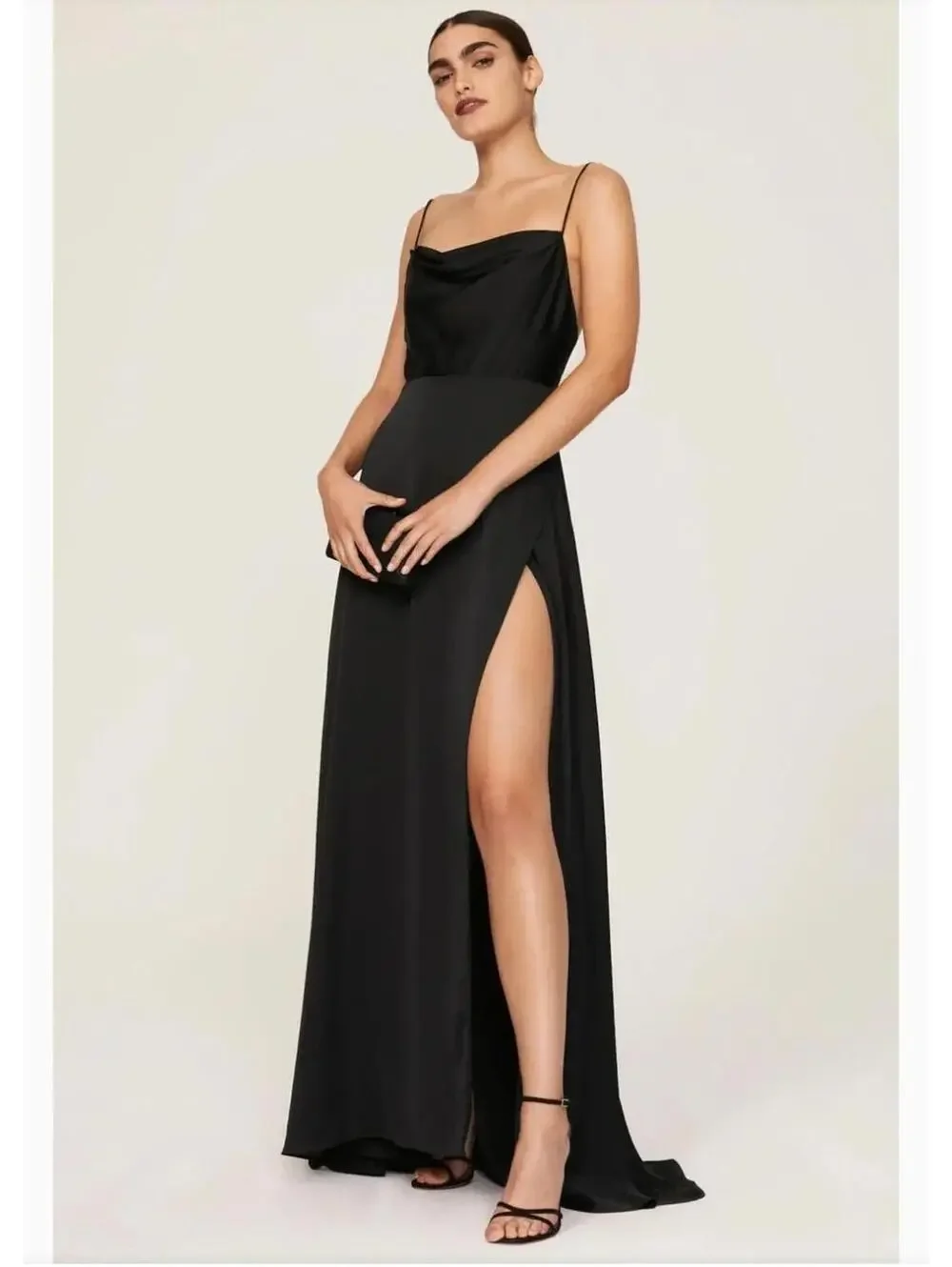 NWT Black Free People x Fame & Partners Rosabel Maxi Slip Dress, size 8